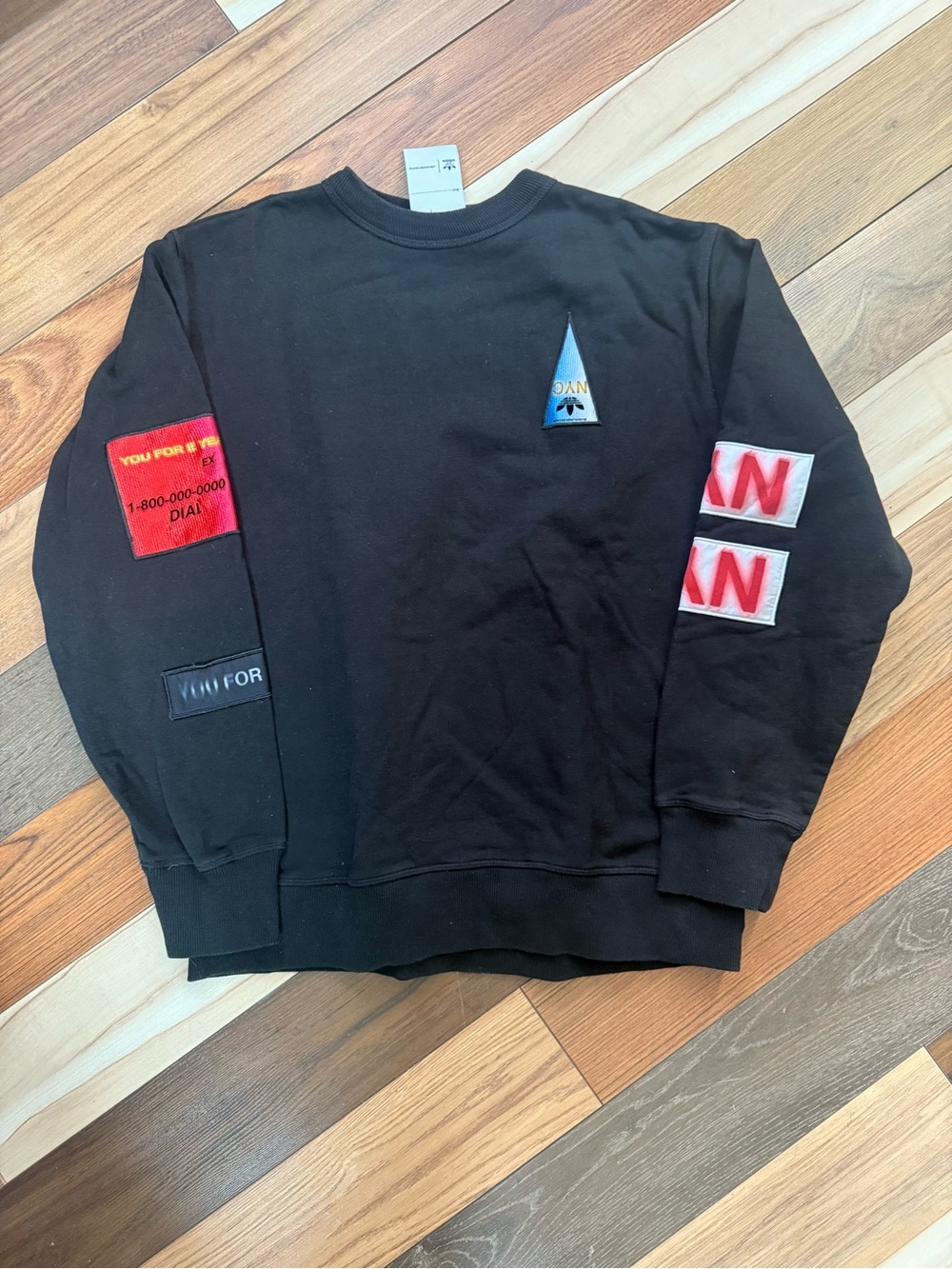 Black Graphic Patch Crewneck Sweatshirt